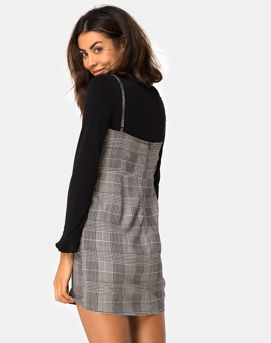 Boyasly Mini Dress in Charles Check Grey - Awmao