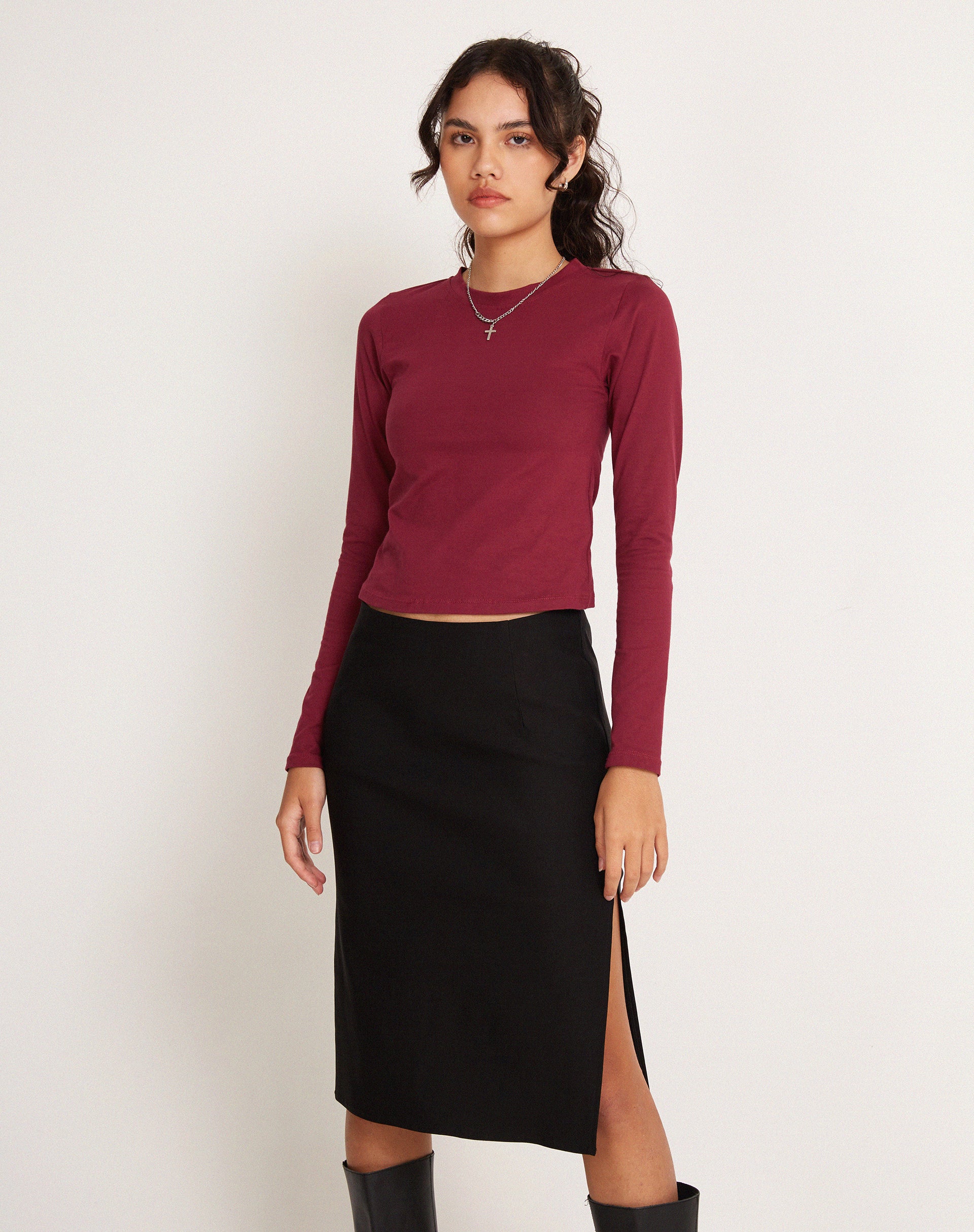 Suratmi Long Sleeve Top in Plum - Awmao