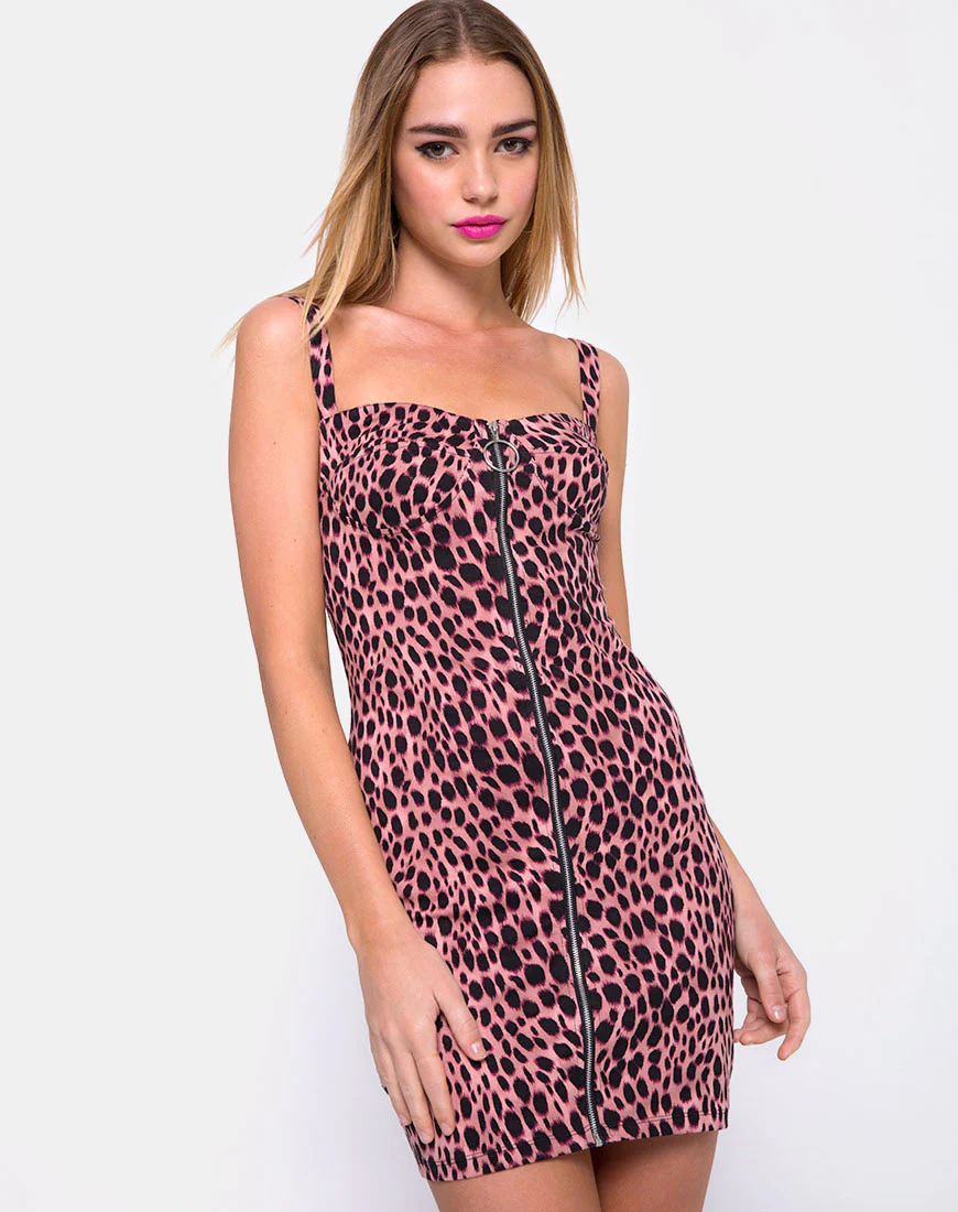 Jedden Dress in Pink Cheetah - Awmao
