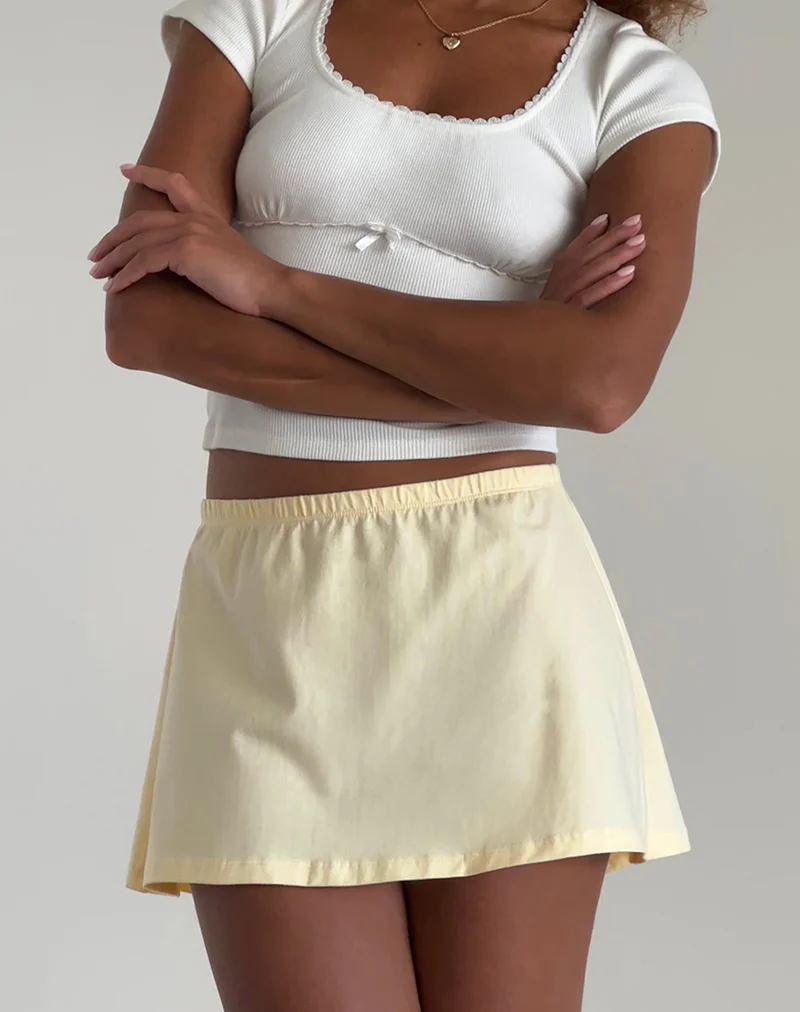 Nidya A-Line Mini Skirt in Buttermilk - Awmao