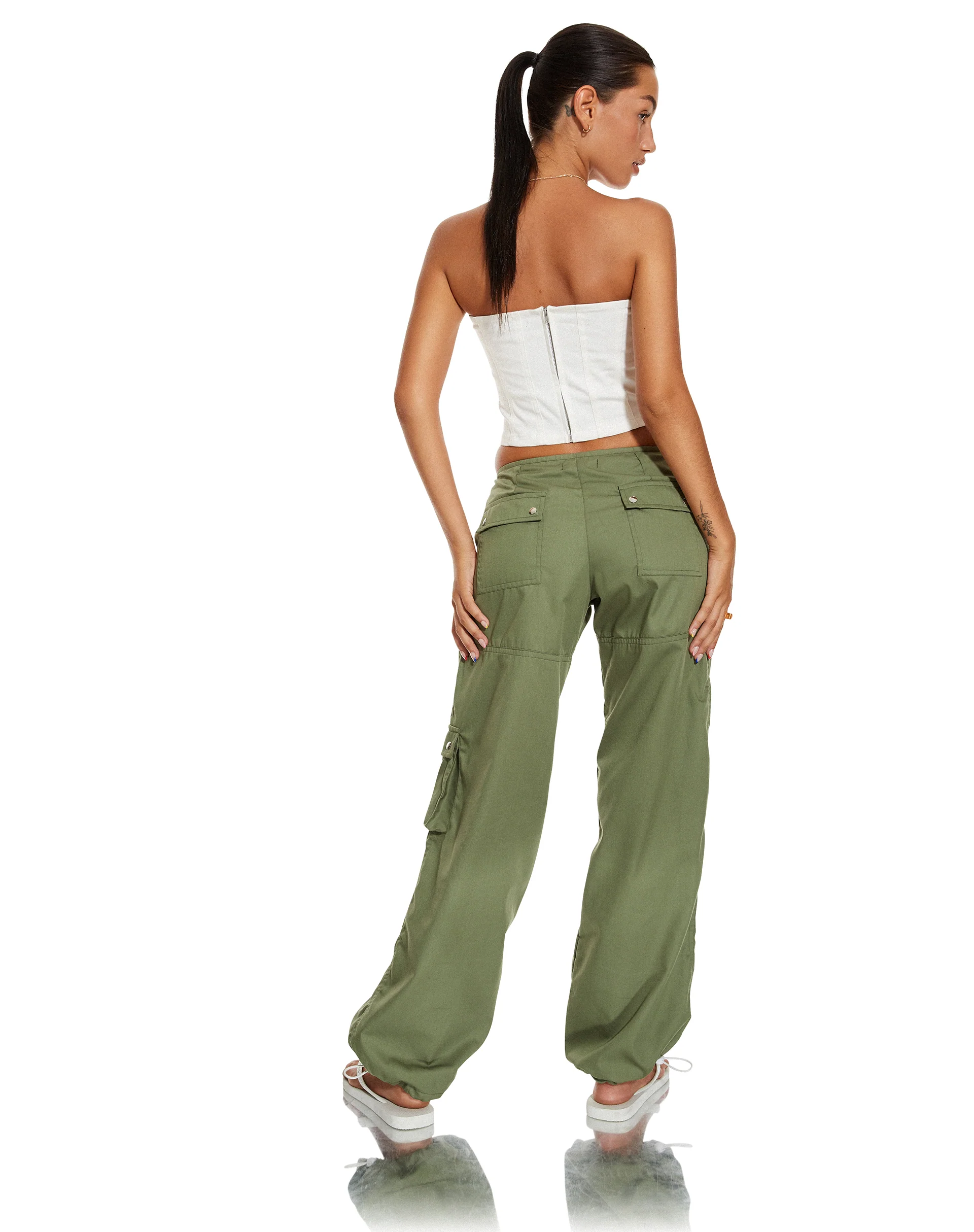 MOTEL X BARBARA Xander Cargo Trouser in Cotton Drill Olive - Awmao