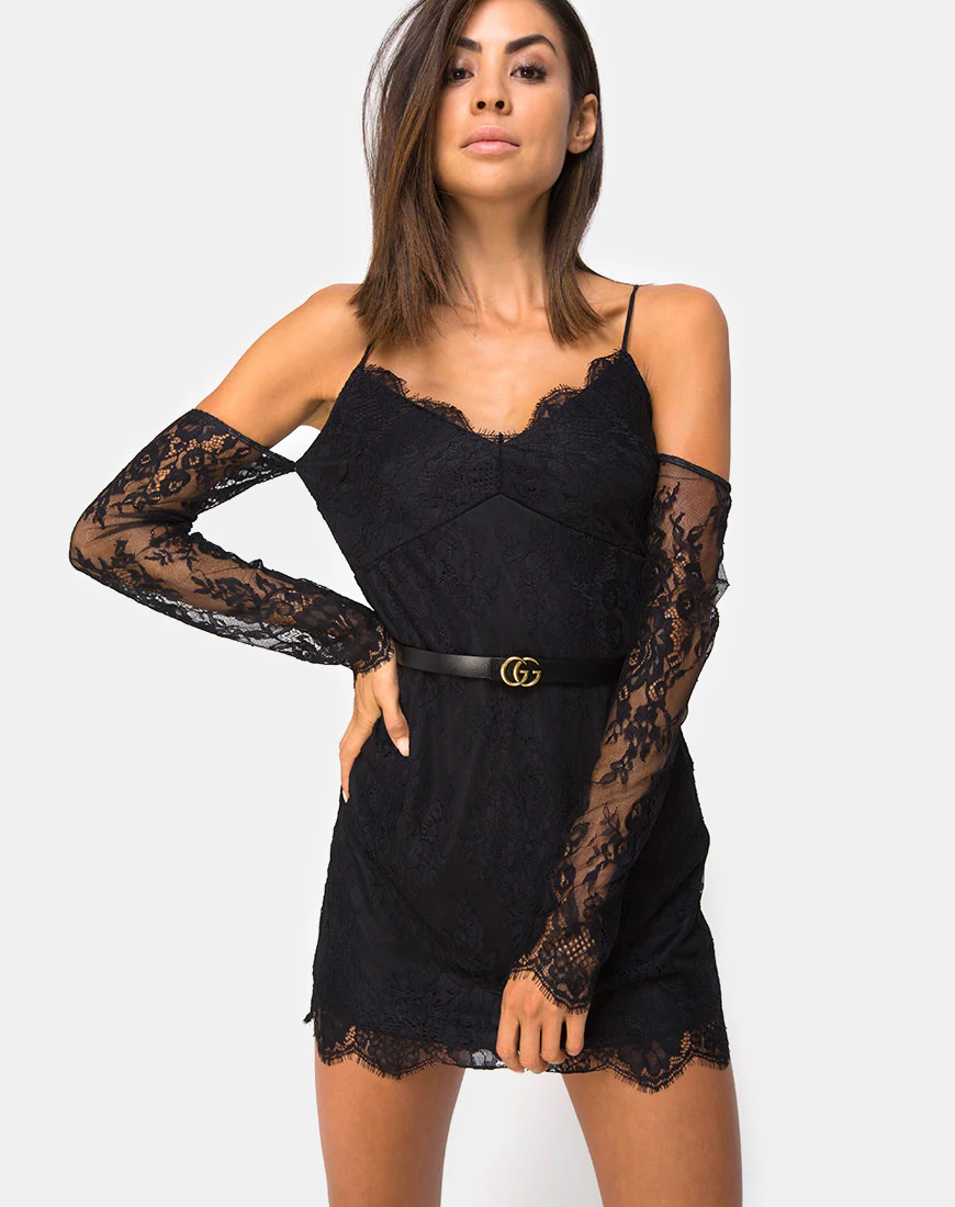 Kusakina Dress in Lace Black - Awmao