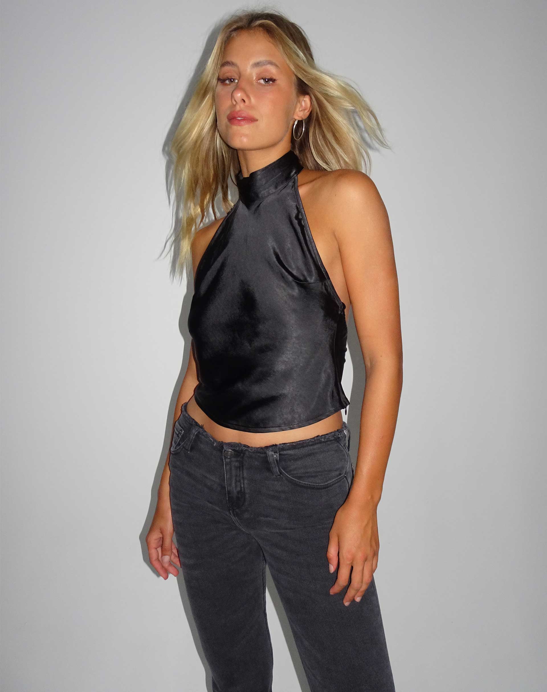Ataina Top in Satin Black - Awmao