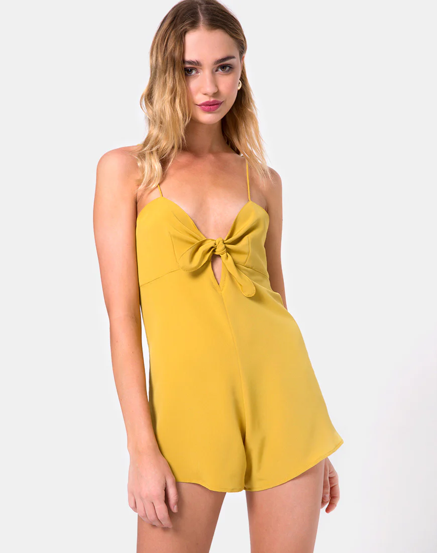 Roman Playsuit in Mustard - Awmao