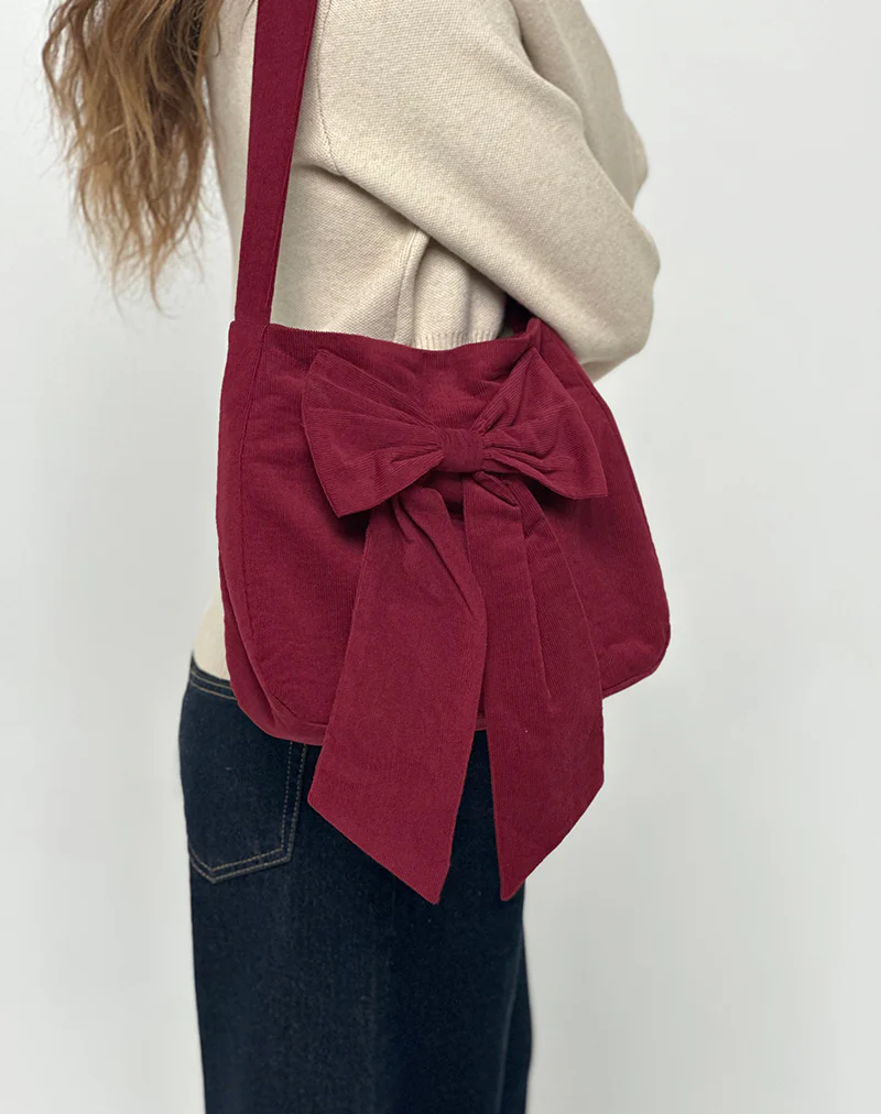 Nagi Bag in Babycord Maroon - Awmao