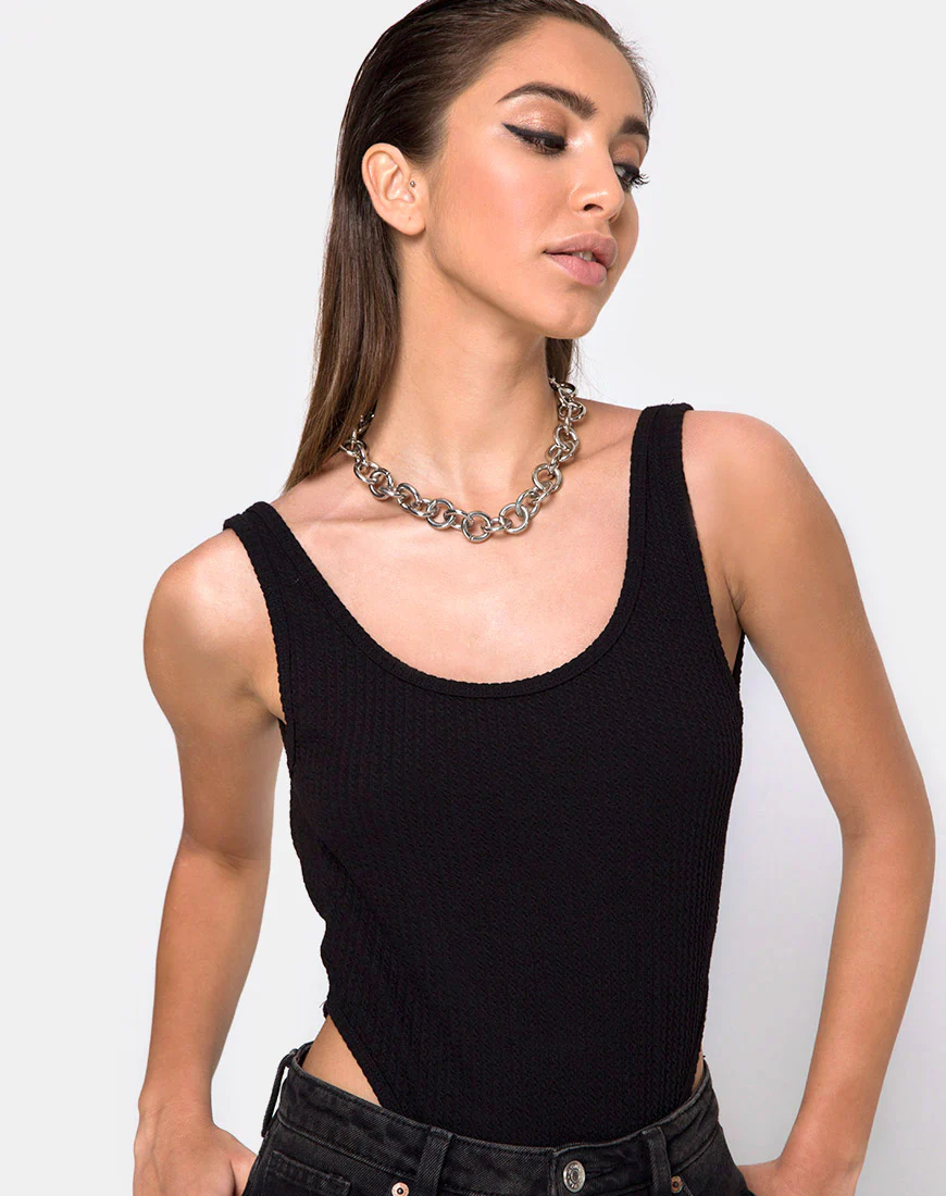 Ziga Cutout Bodice in Rib Black - Awmao
