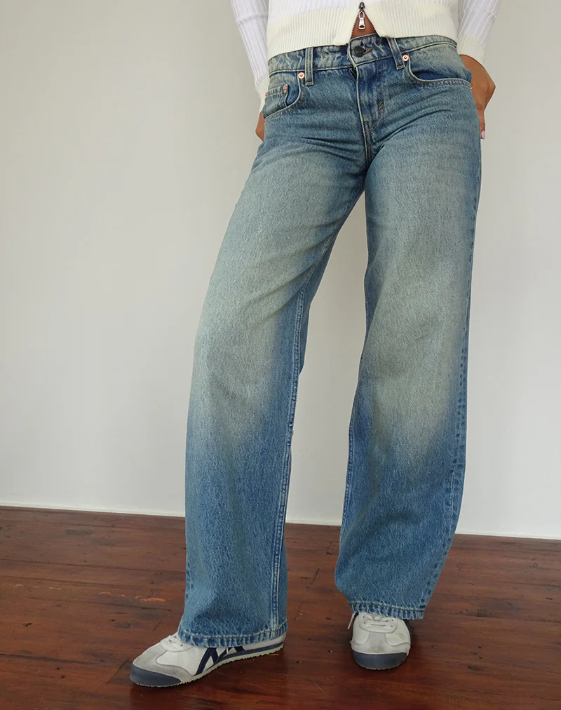 Low Rise Parallel Jeans in Sea Green - Awmao