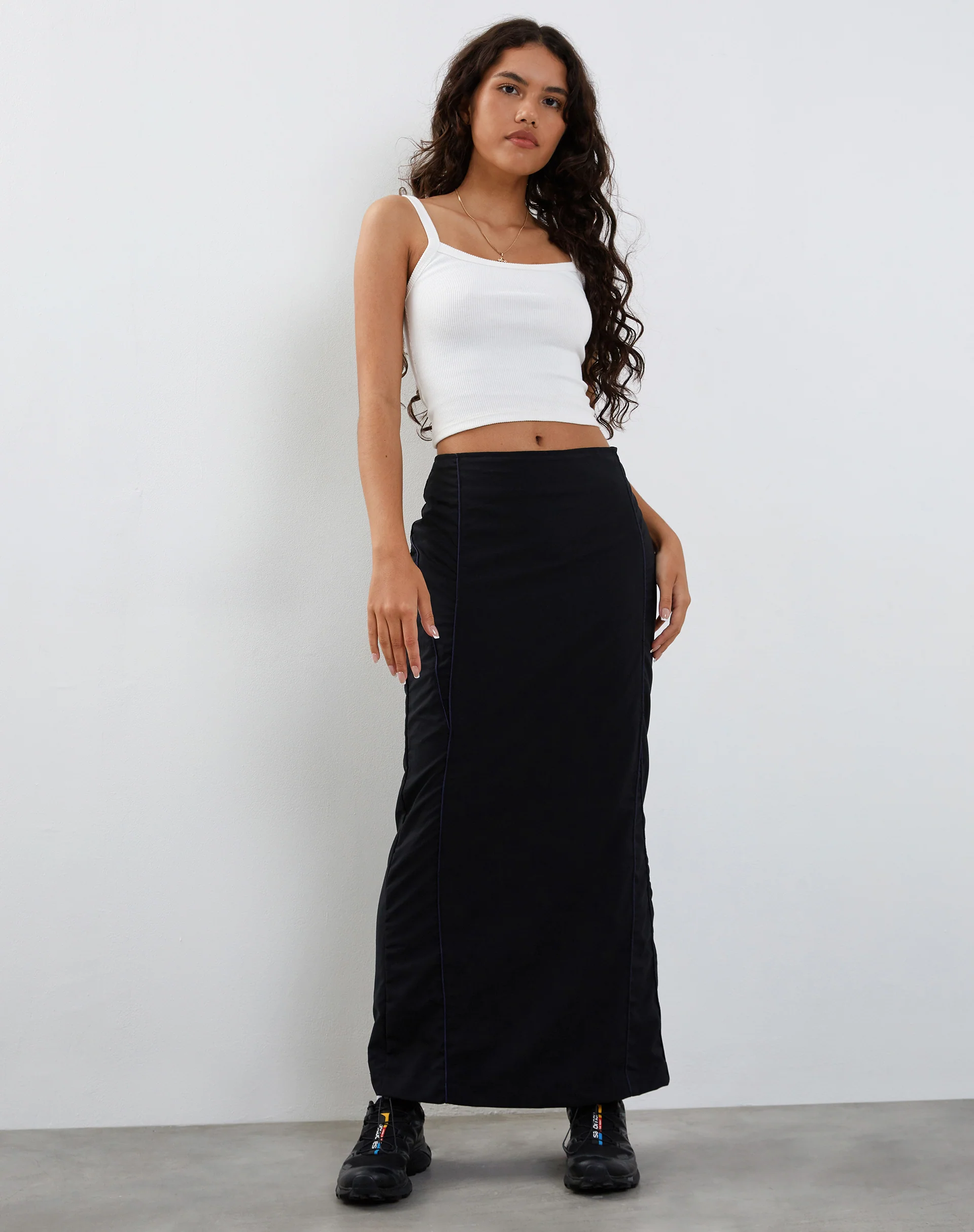 Skyla Maxi Skirt in Charcoal - Awmao