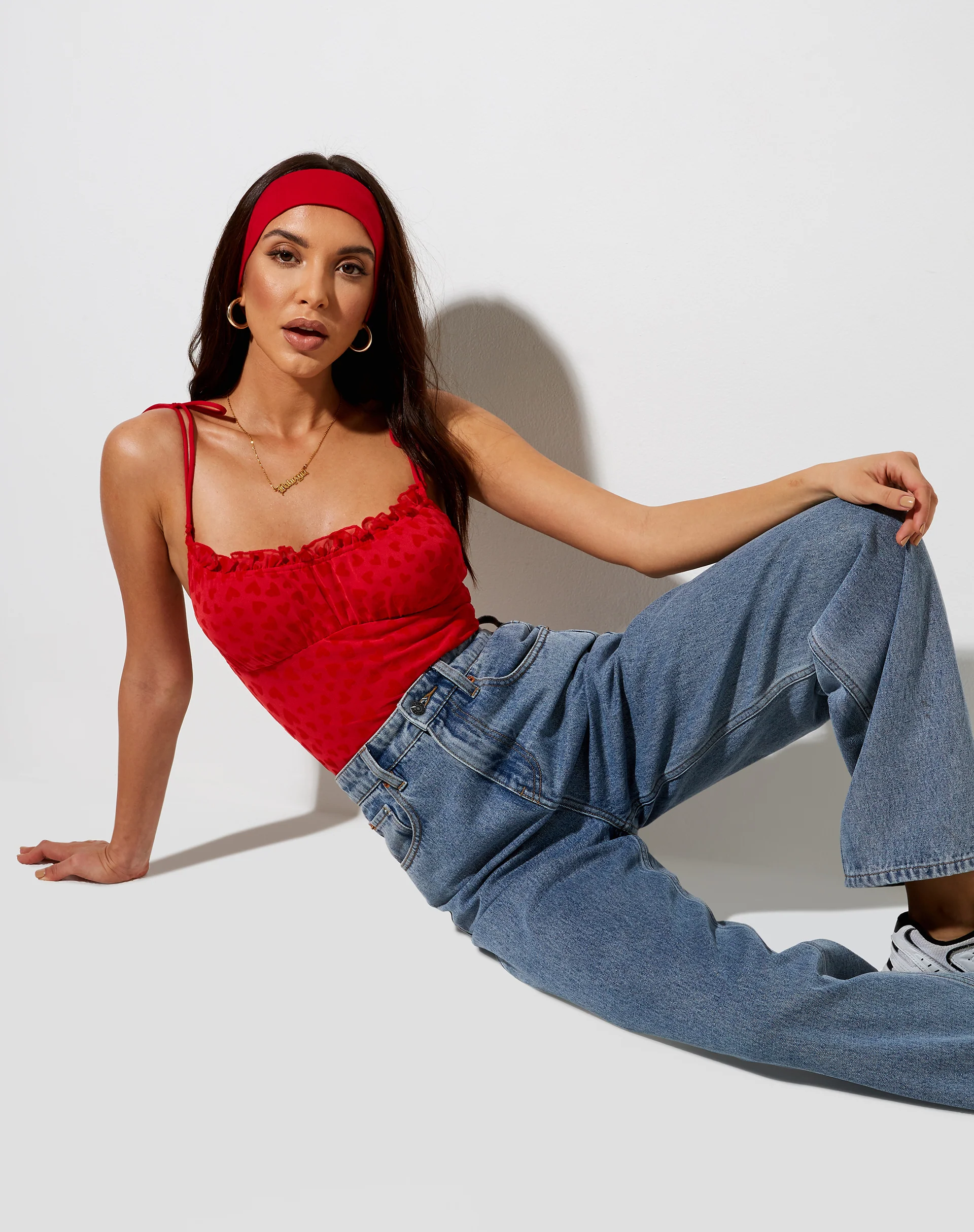 Kalos Cami Top in Red Mesh Red Heart Flock - Awmao