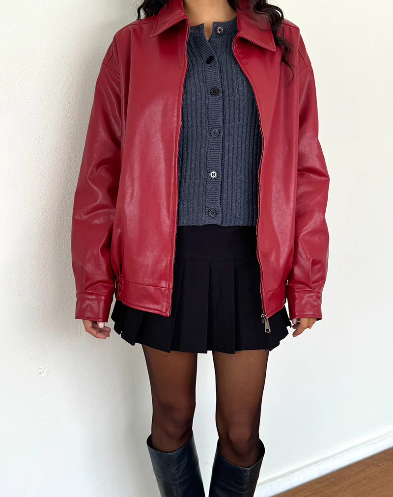 Cavita PU Jacket in Blood Red - Awmao