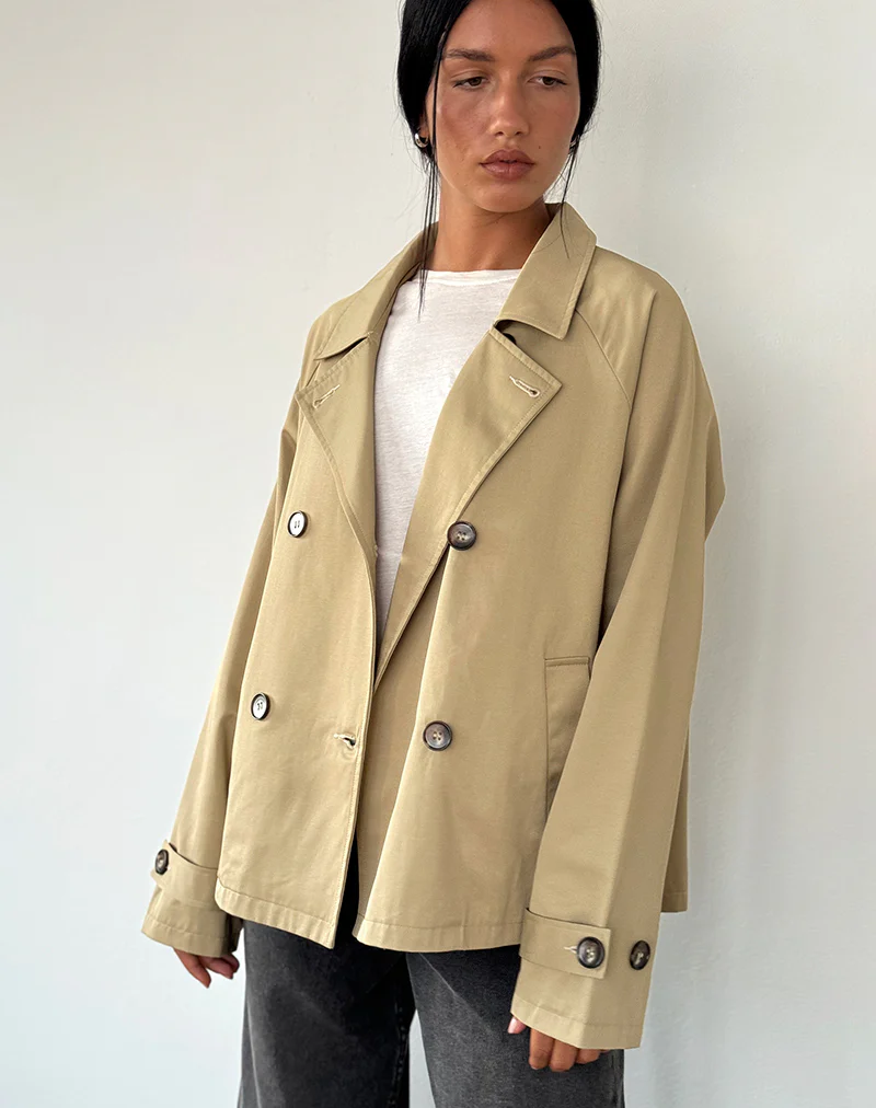 Narto Boxy Trench Jacket in Tan - Awmao