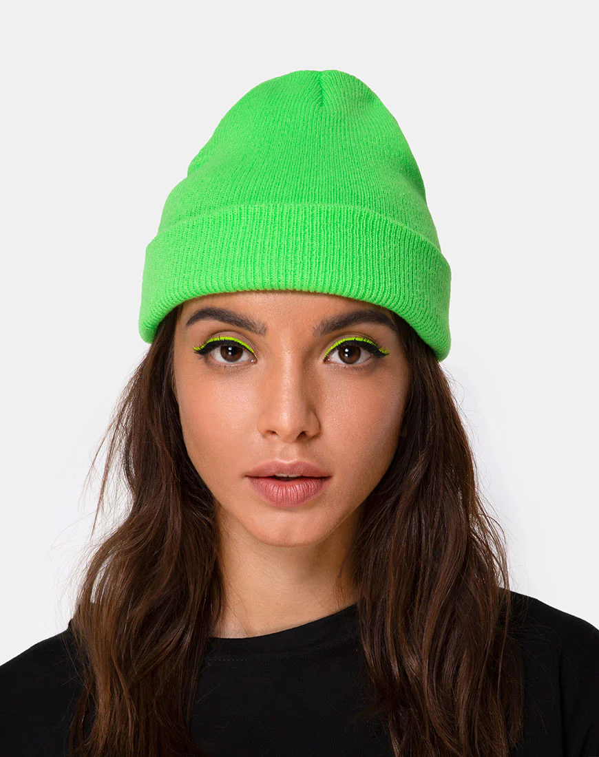 Beanie Hat in Slime Green - Awmao