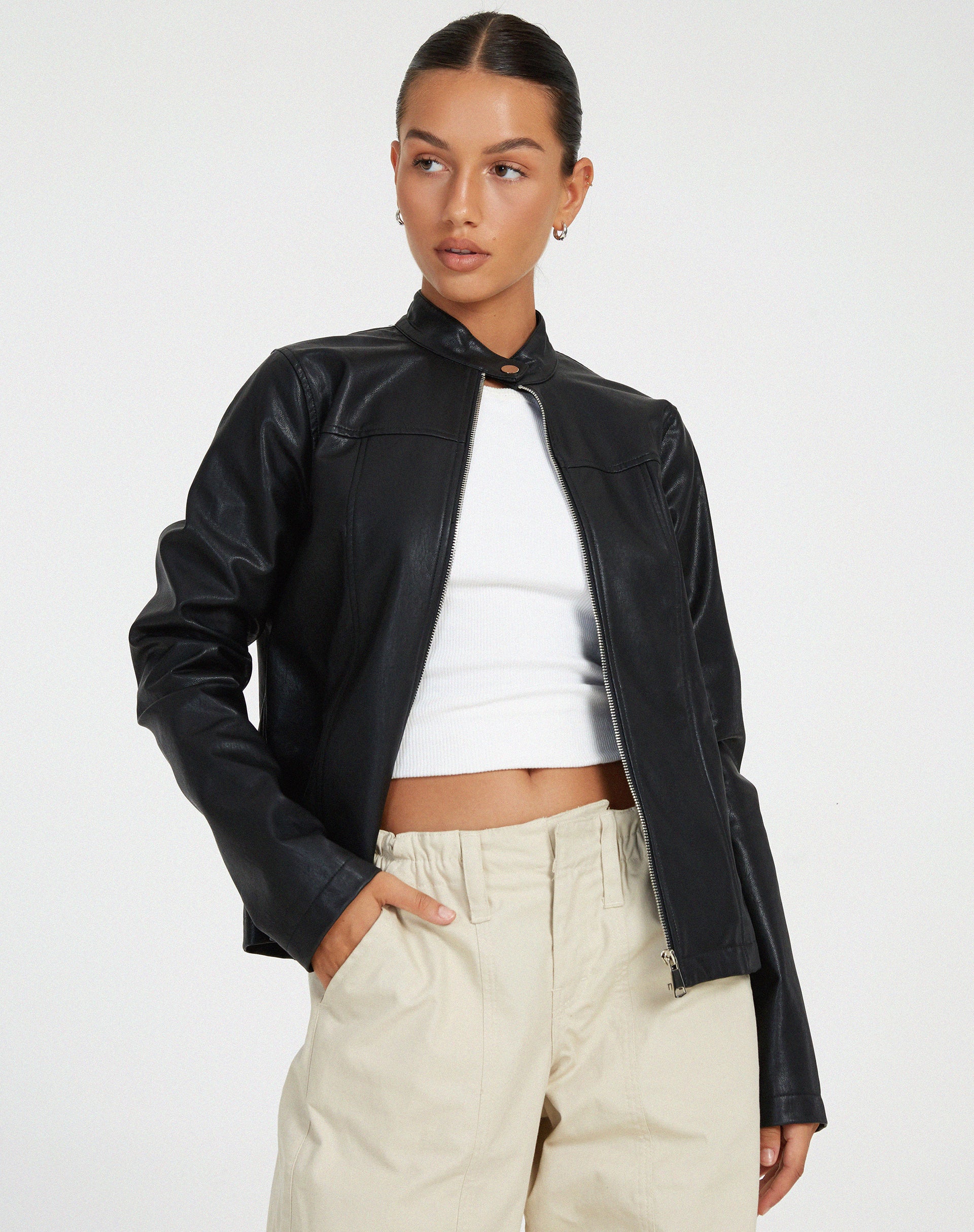 Olivia Jacket in PU Black - Awmao