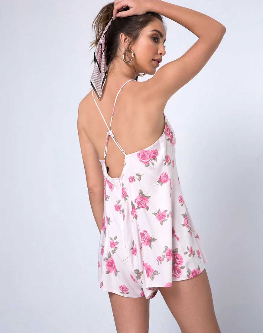 Mareli Playsuit in Rose Blossom - Awmao