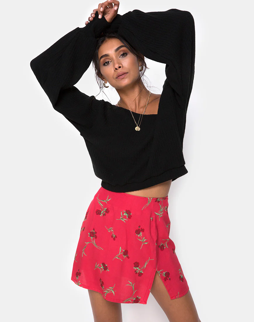 Sheny Mini Skirt in Rouge Rose Pink - Awmao