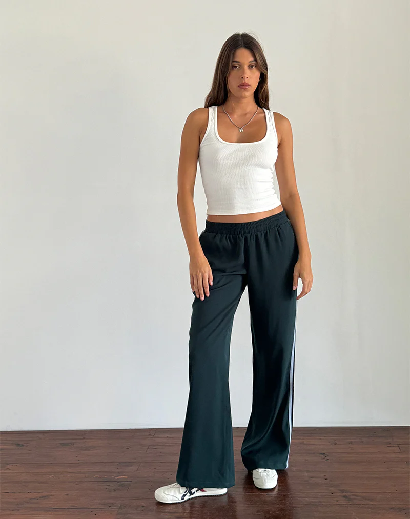 Bennett Trouser in Forest with Blue Stripe - Awmao