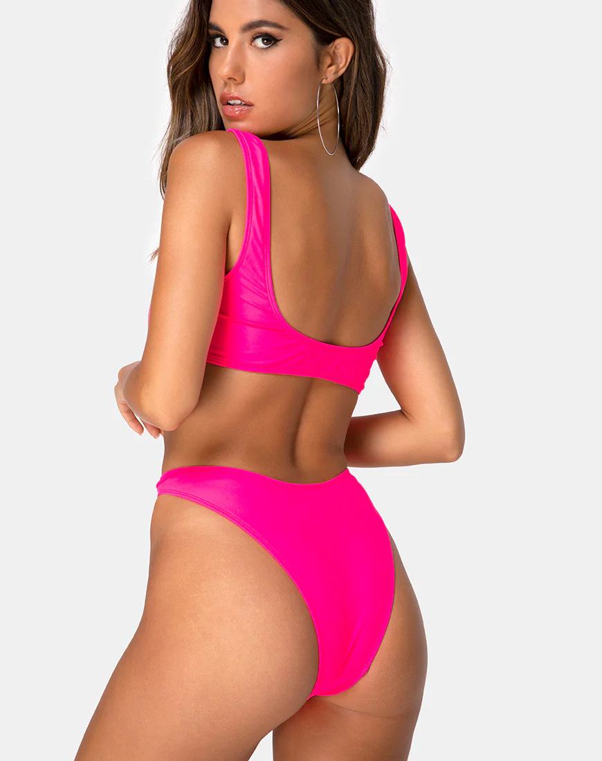 Farida Bikini Top in Hot Pink - Awmao