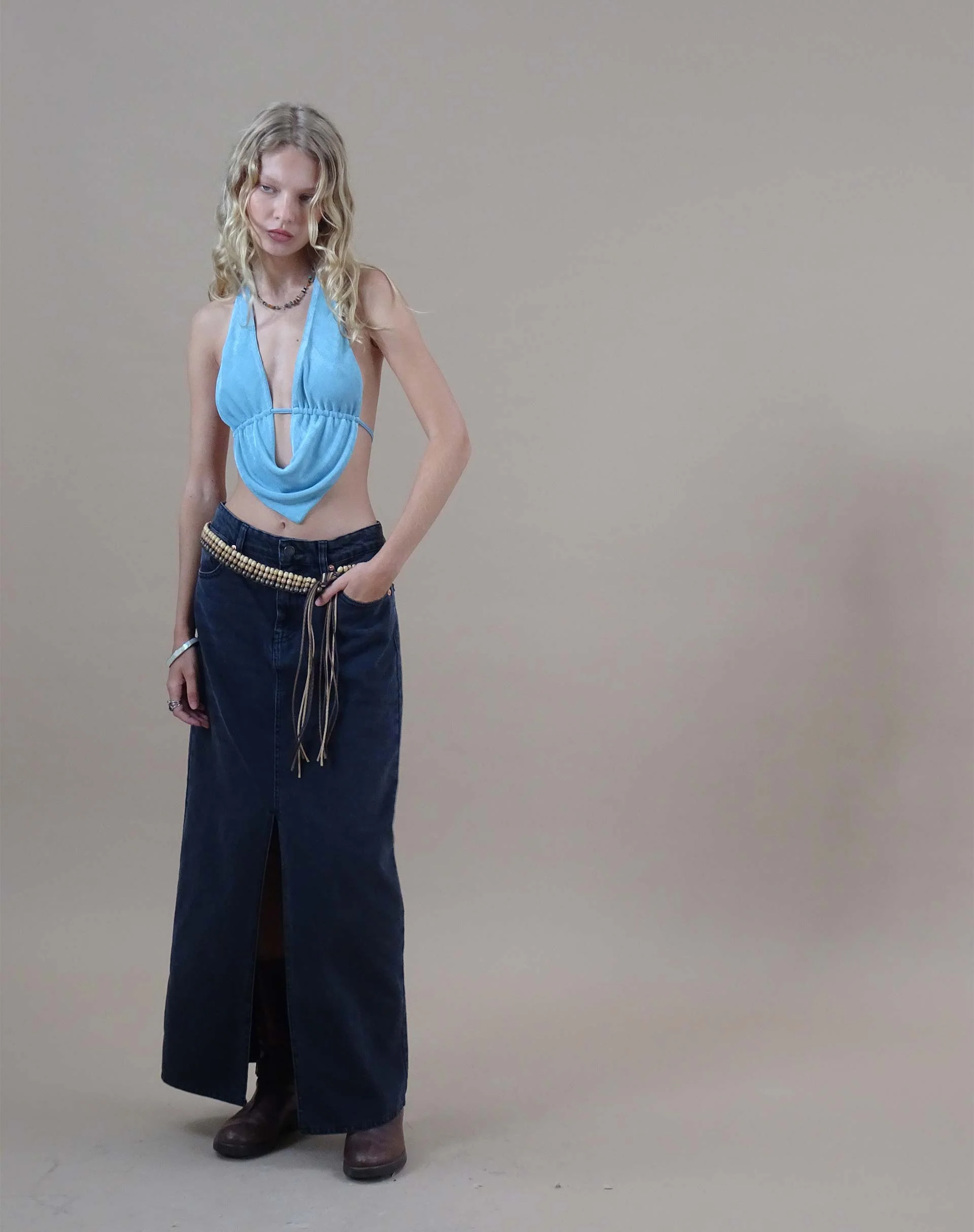 Nindita Crop Top in Light Blue - Awmao