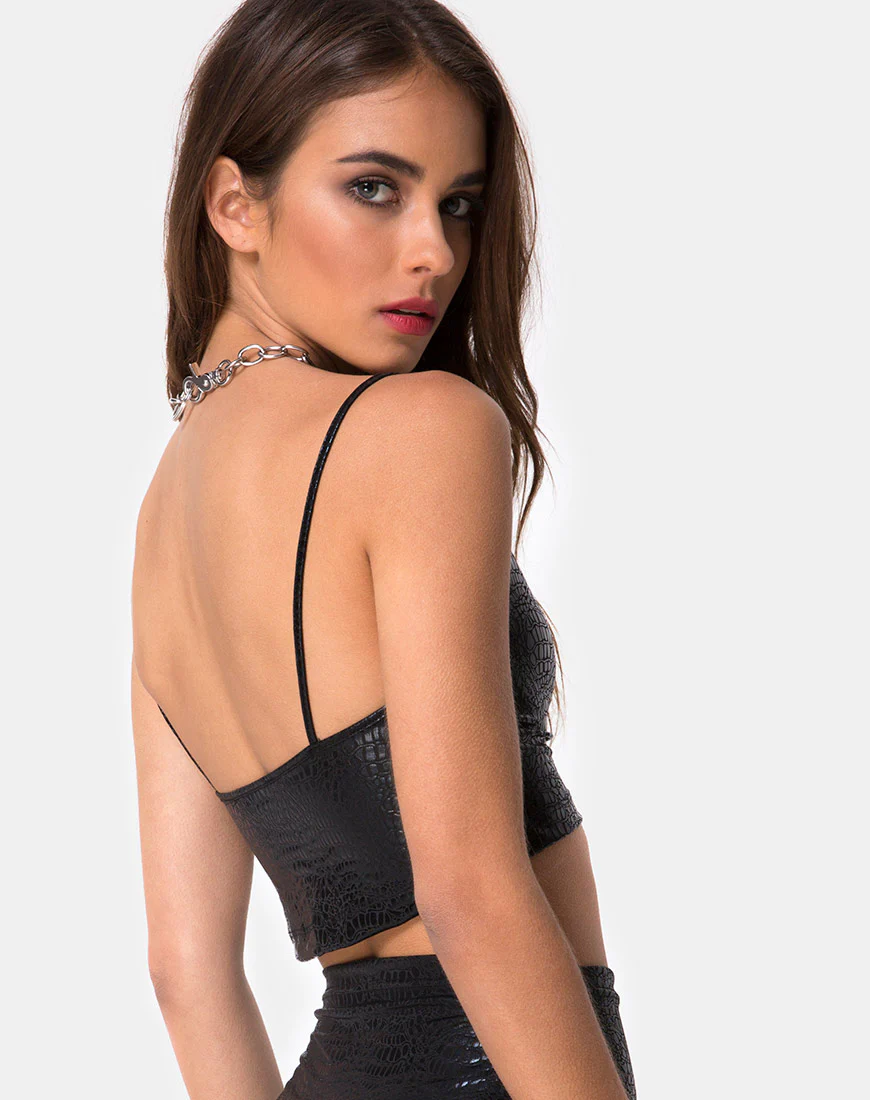Kindra Top in Snake Black - Awmao