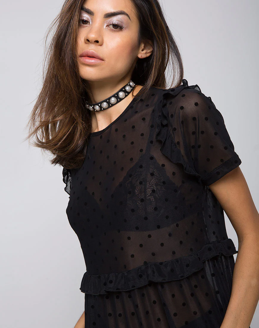 Remy Midi Dress in Polka Net black - Awmao