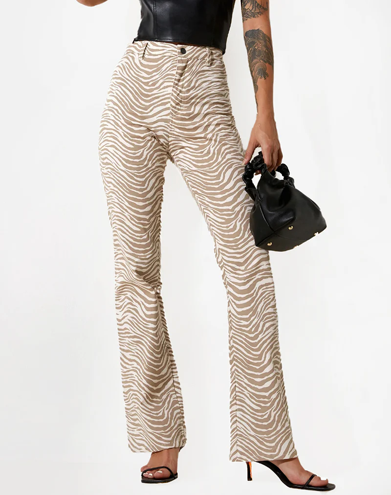 Zoven Flare Trouser in Tonal Zebra - Awmao