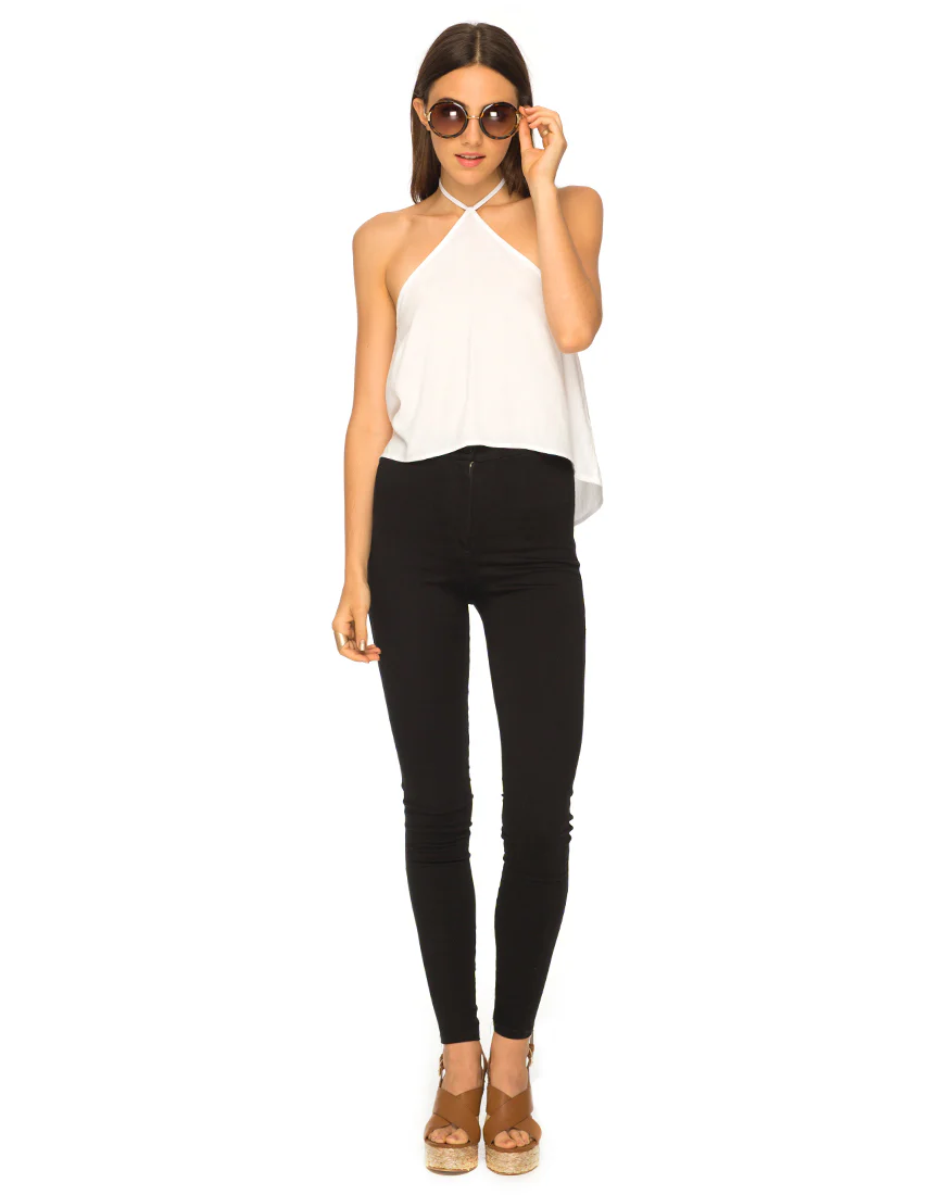 Shea Halter Swing Crop Top in White - Awmao