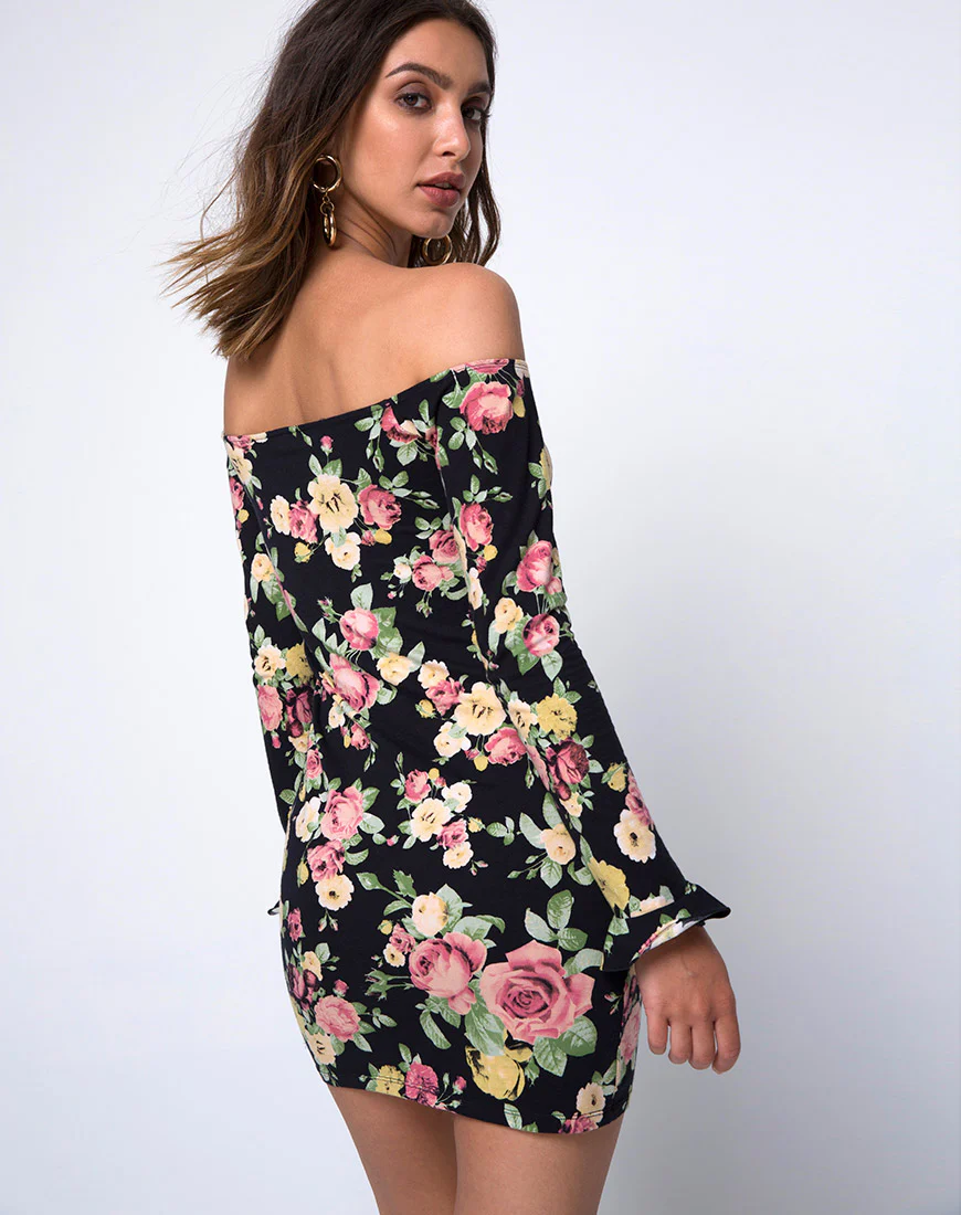 Jazier Off The Shoulder Dress in Vintage Bloom - Awmao