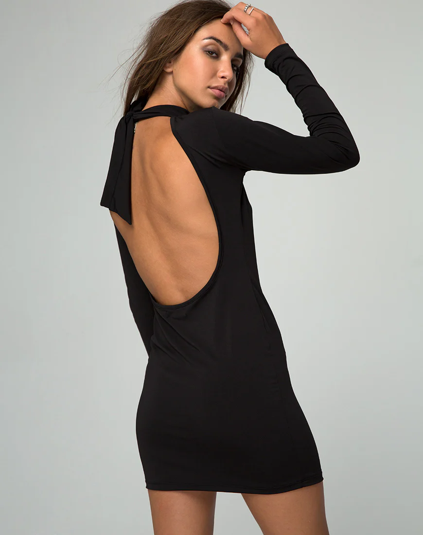 Jaiper Bodycon Dress in Black - Awmao
