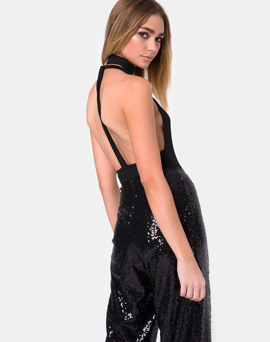Prague Trouser in Mini Sequin Black - Awmao