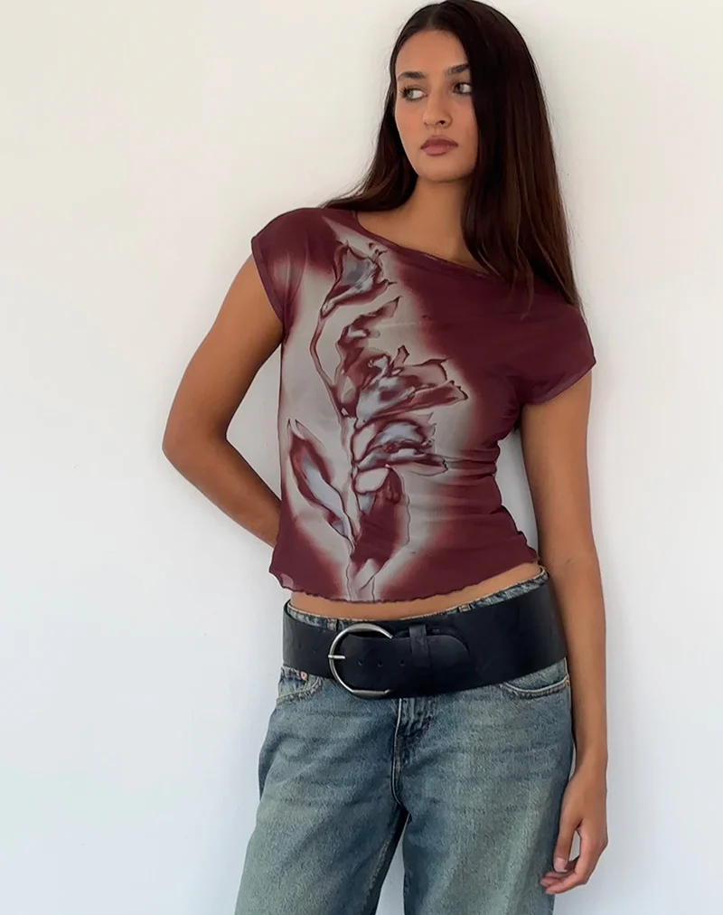 Nova Top in Lumen Mesh Brown - Awmao