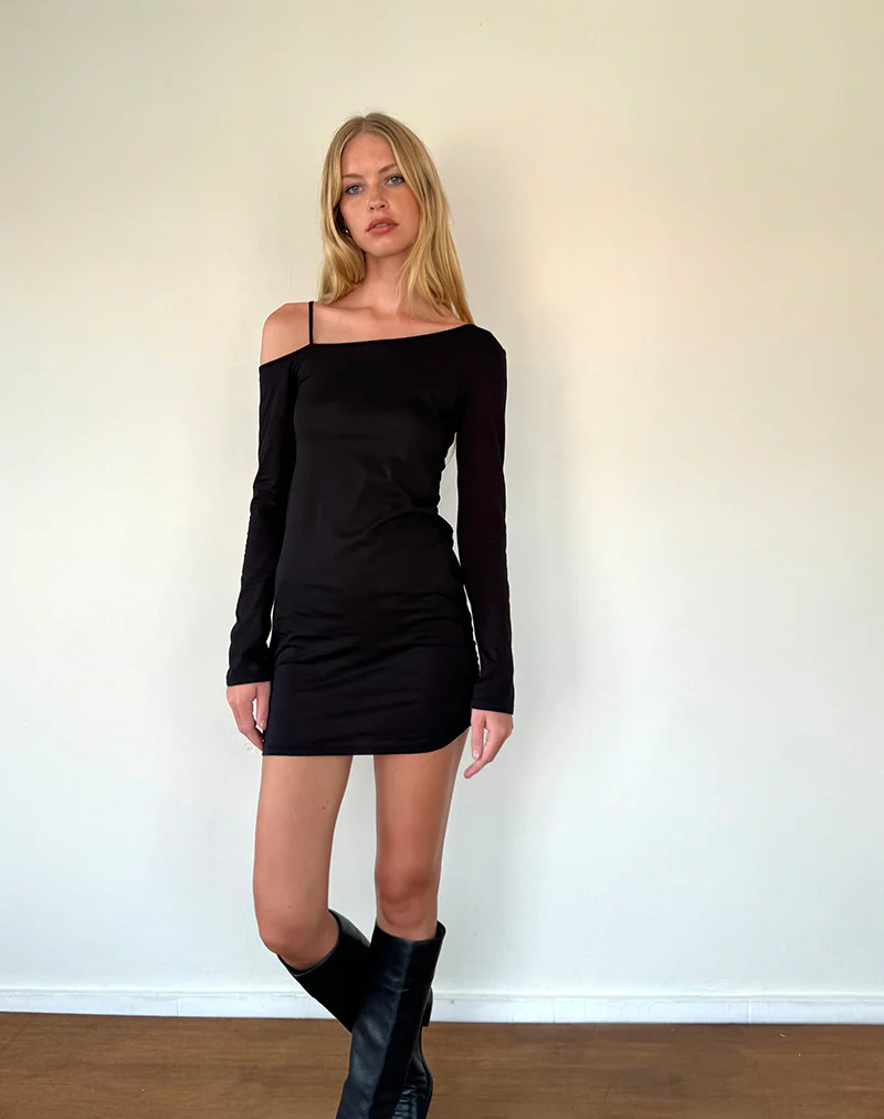 Zylene Mini Dress in Black - Awmao