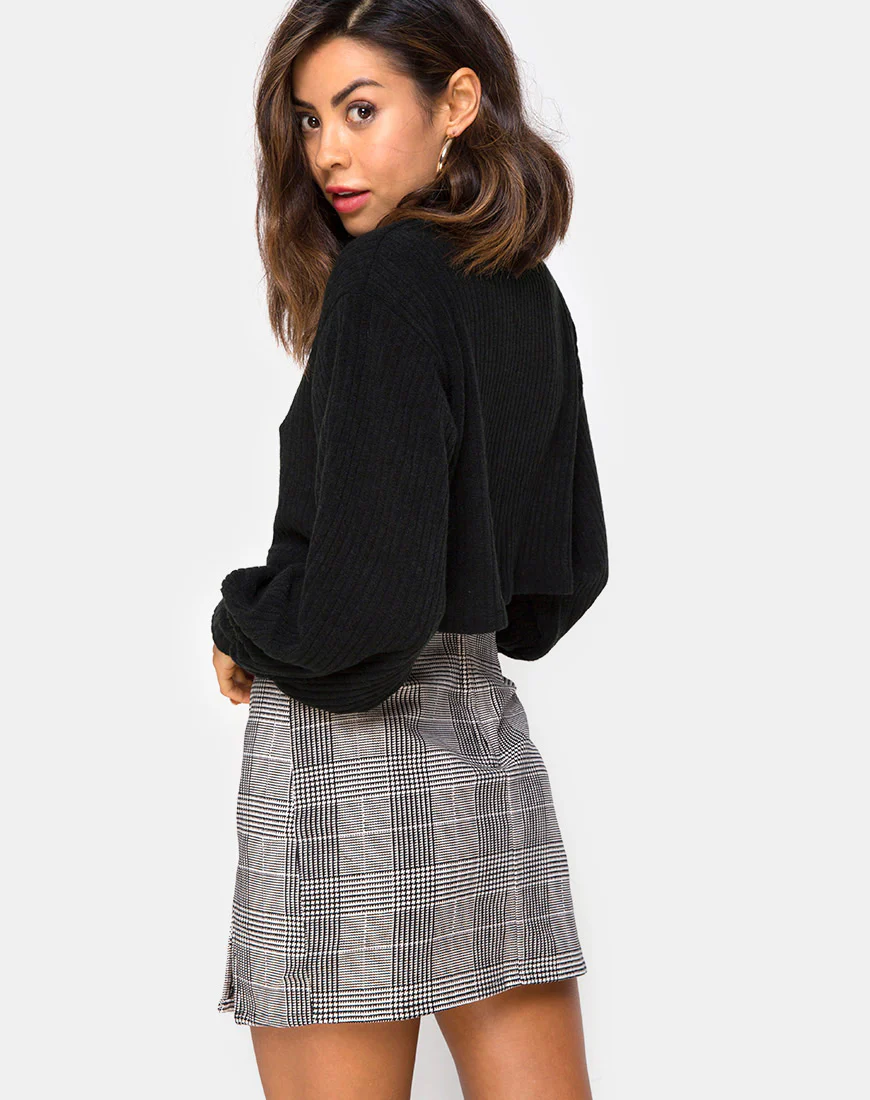 Zida Mini Skirt in Charles Check Grey - Awmao