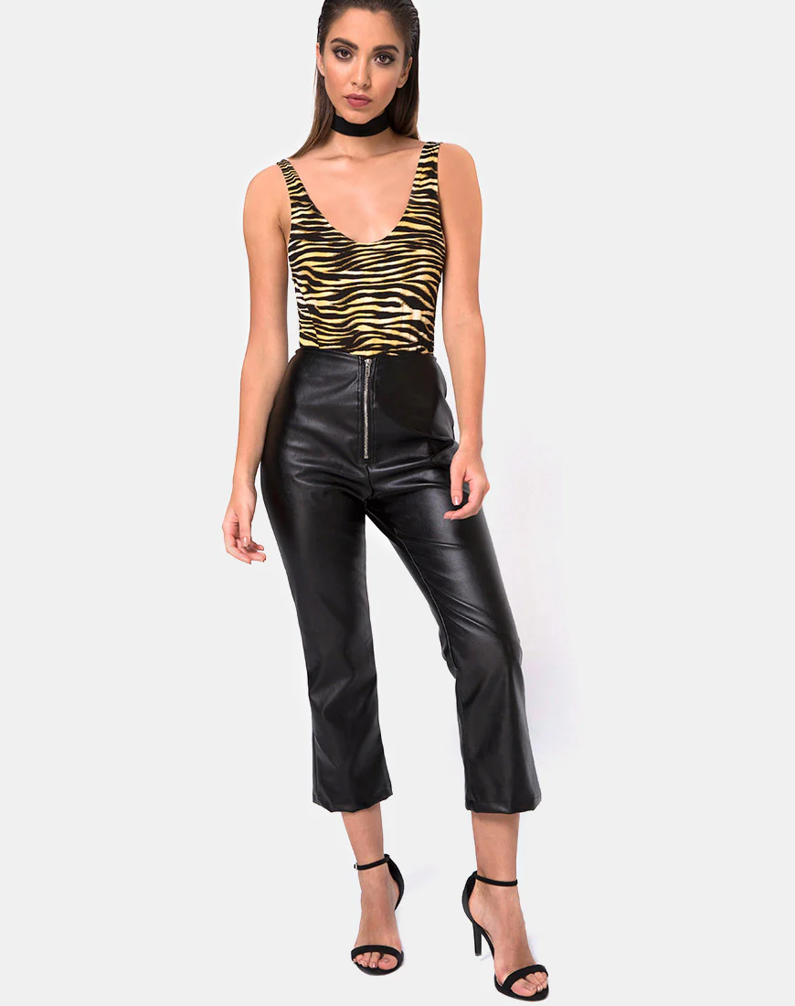 Moto Pants in Vegan Leather Black - Awmao