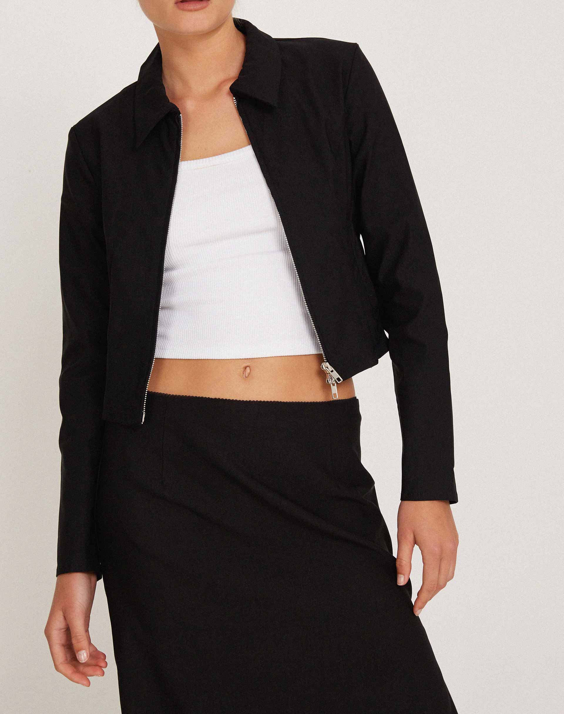 Carson Cropped Jacket in Black - Awmao