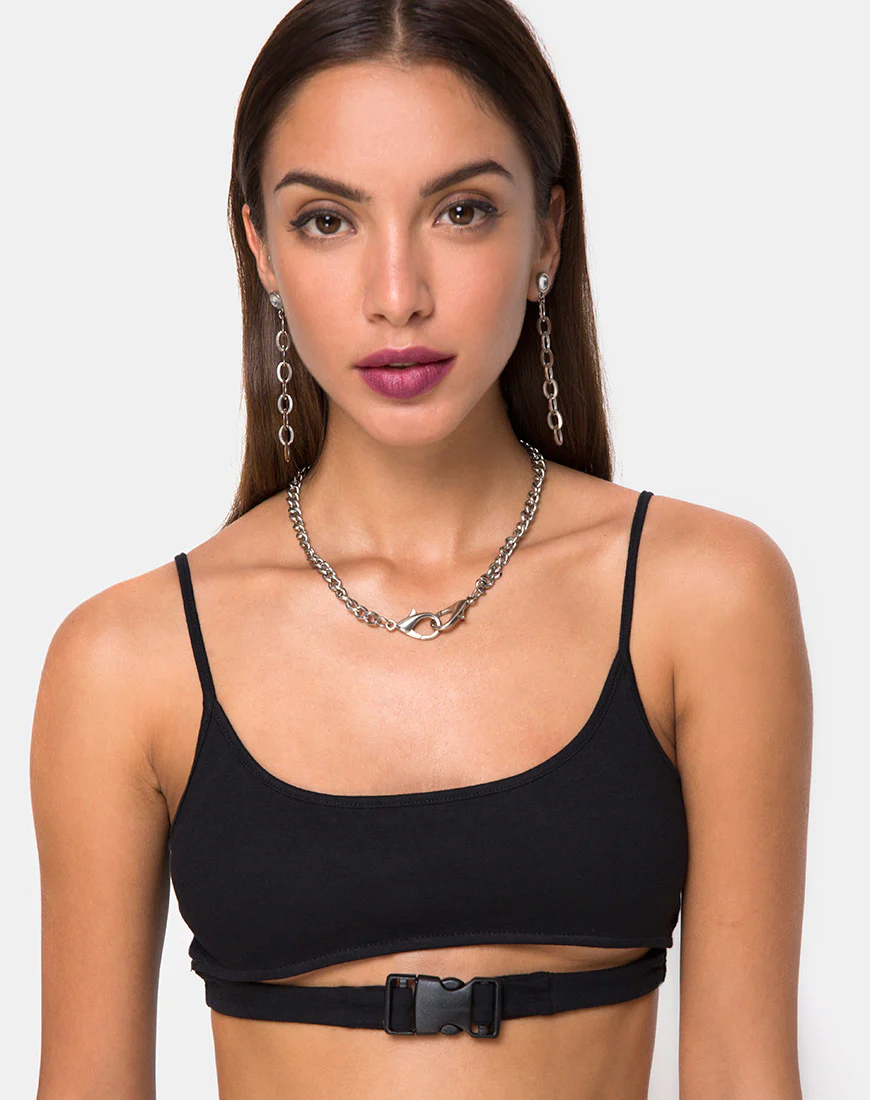 Milipe Crop Top in Black Buckles - Awmao