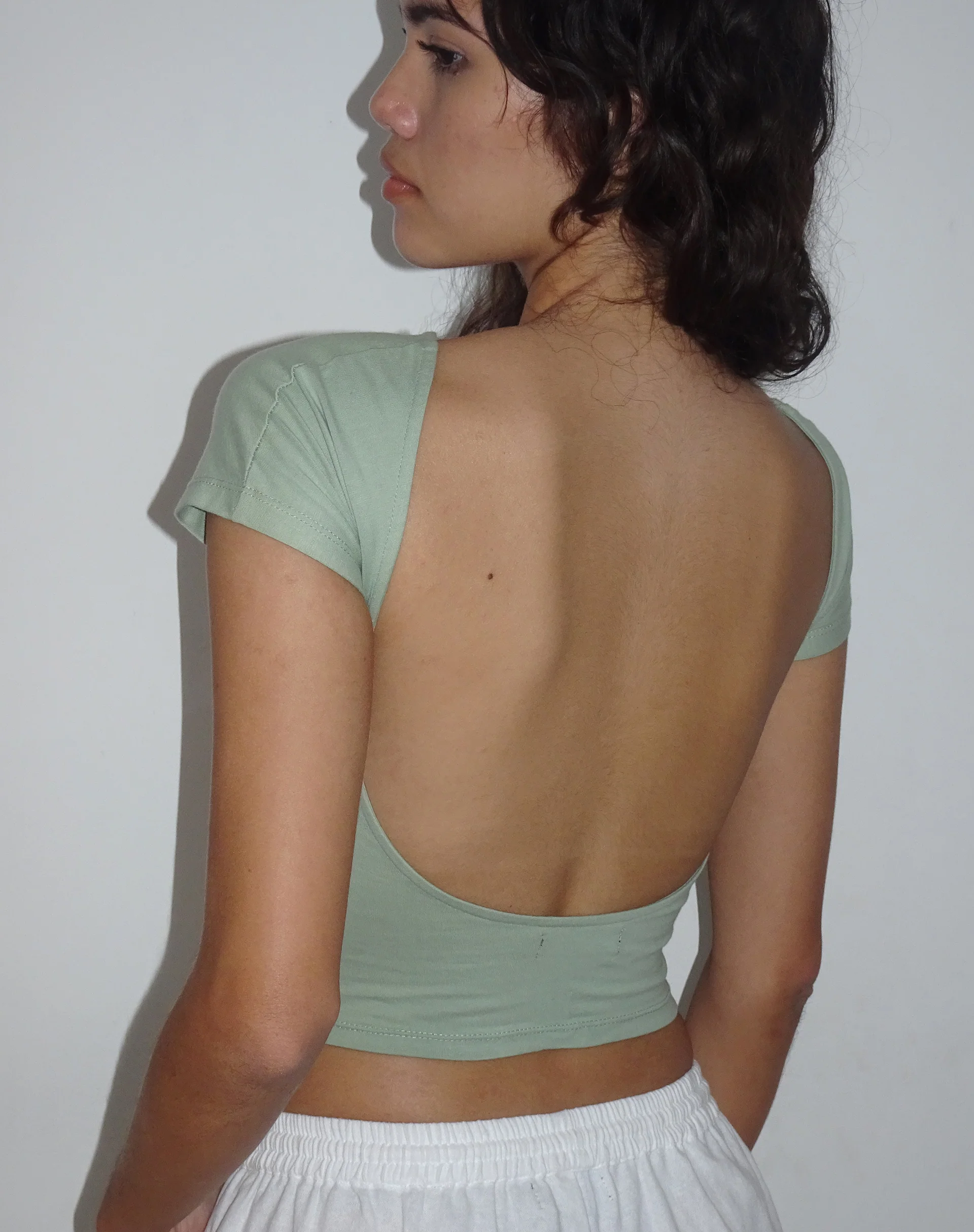 Xiwang Crop Top in Desert Sage - Awmao