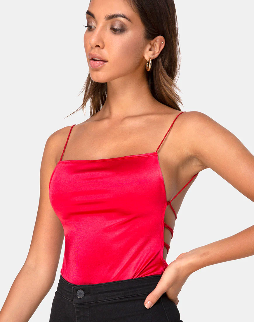Koza Bodice in Satin Red - Awmao