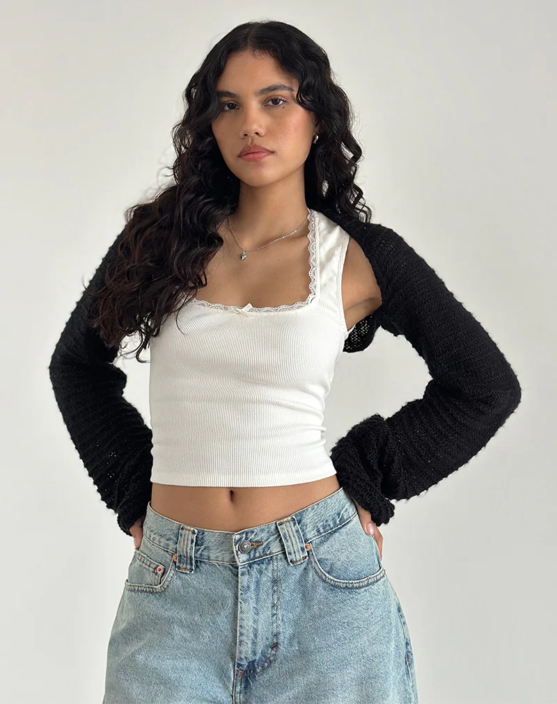 Nobila Shrug Top in Black - Awmao