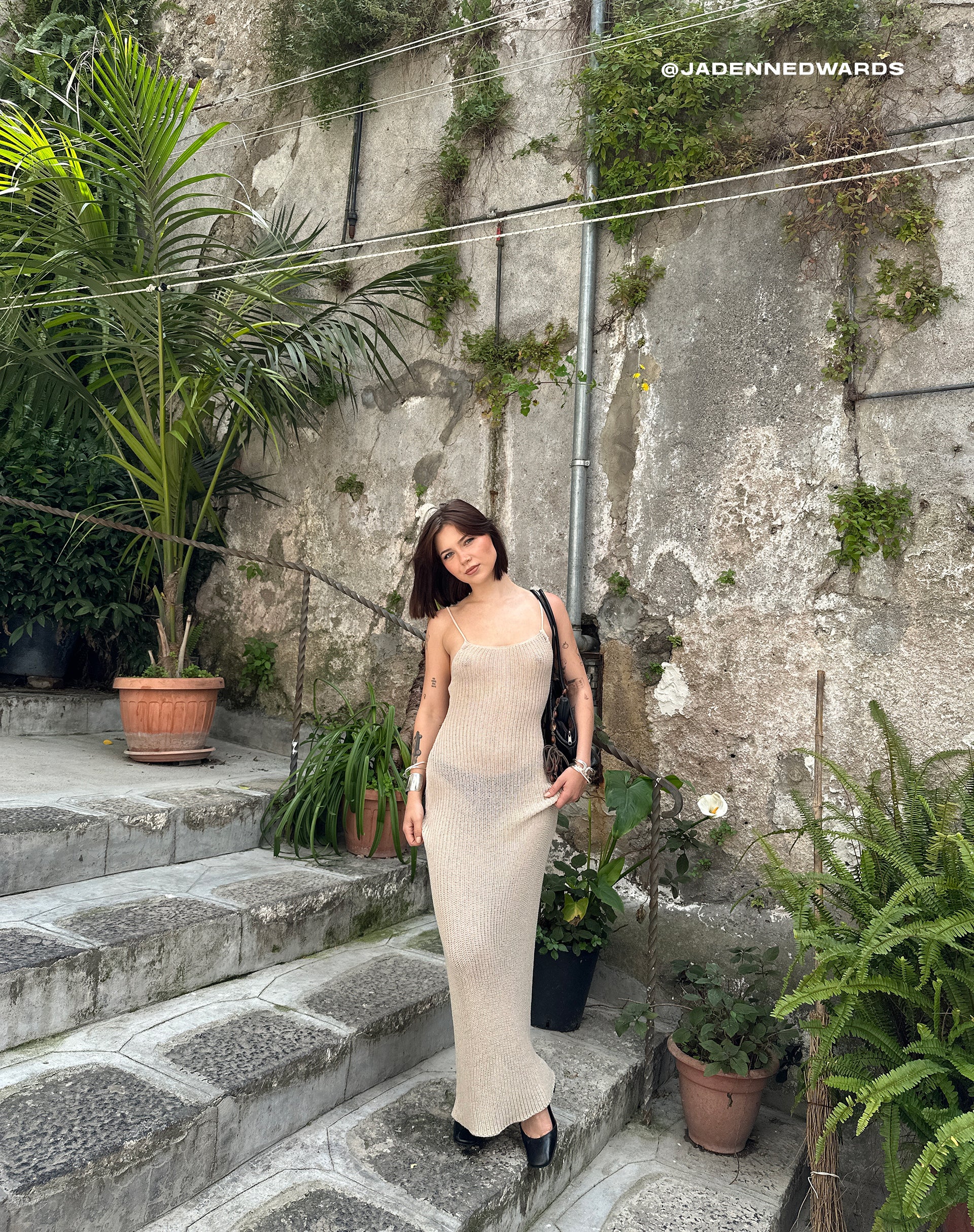 Norila Knitted Maxi Dress in Neutral - Awmao