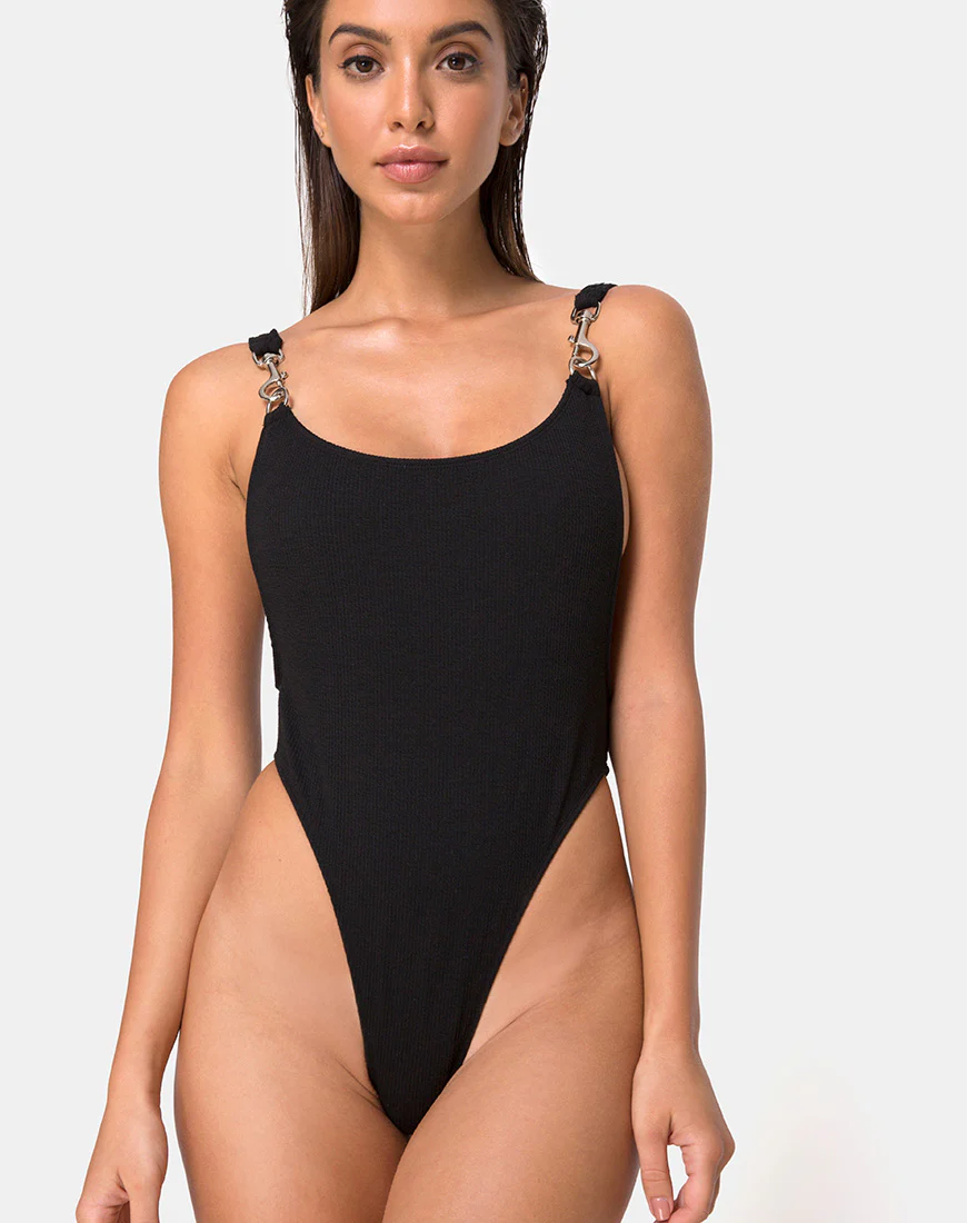 Hooked Swimsuit in Black - Awmao