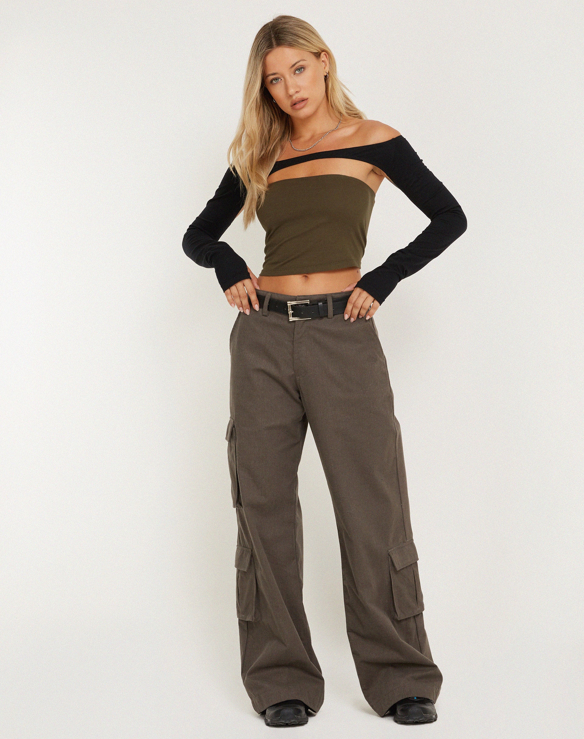 Eloa Shrug Top in Black - Awmao