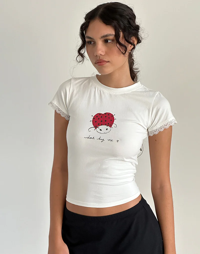 Izzy Baby Tee in Off White 'Dont Bug Me' - Awmao