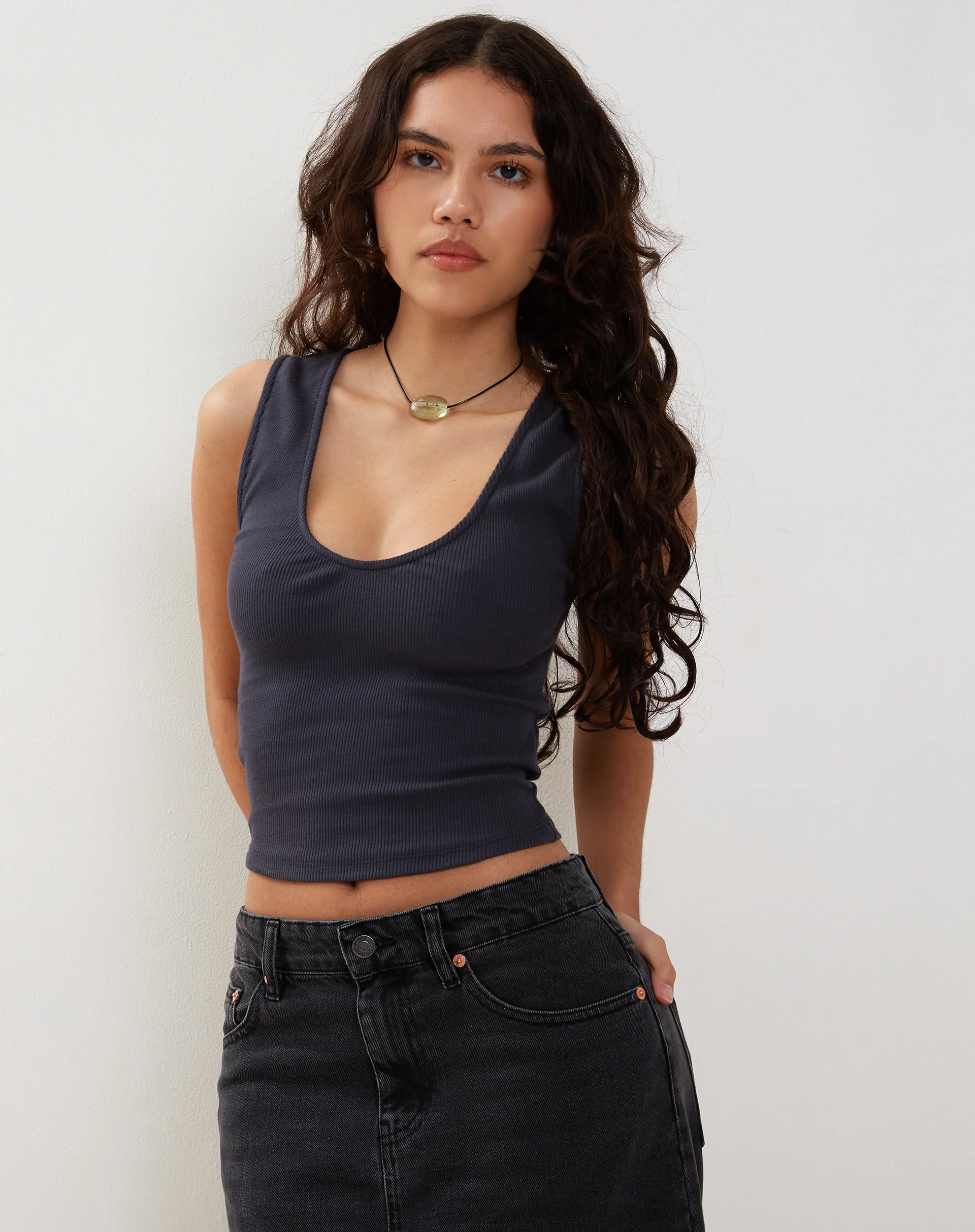 Jastio Vest Top in Ocean Storm Ribbed Jersey - Awmao