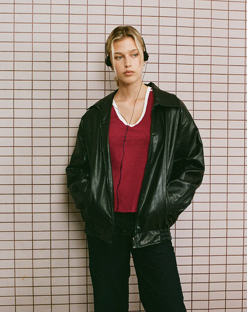 Janan Top in Adrenaline Red with White Binding - Awmao