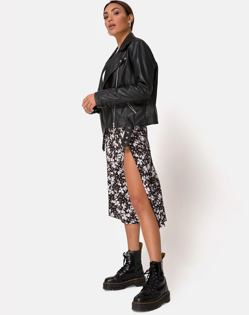 Saika Midi Skirt in Dark Wild Flower - Awmao