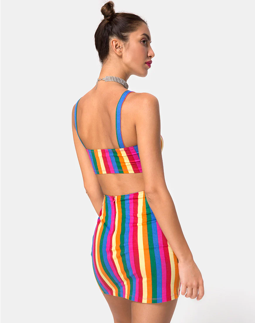 Pelmo Mini Skirt in Good Times Stripe X Princess Polly - Awmao