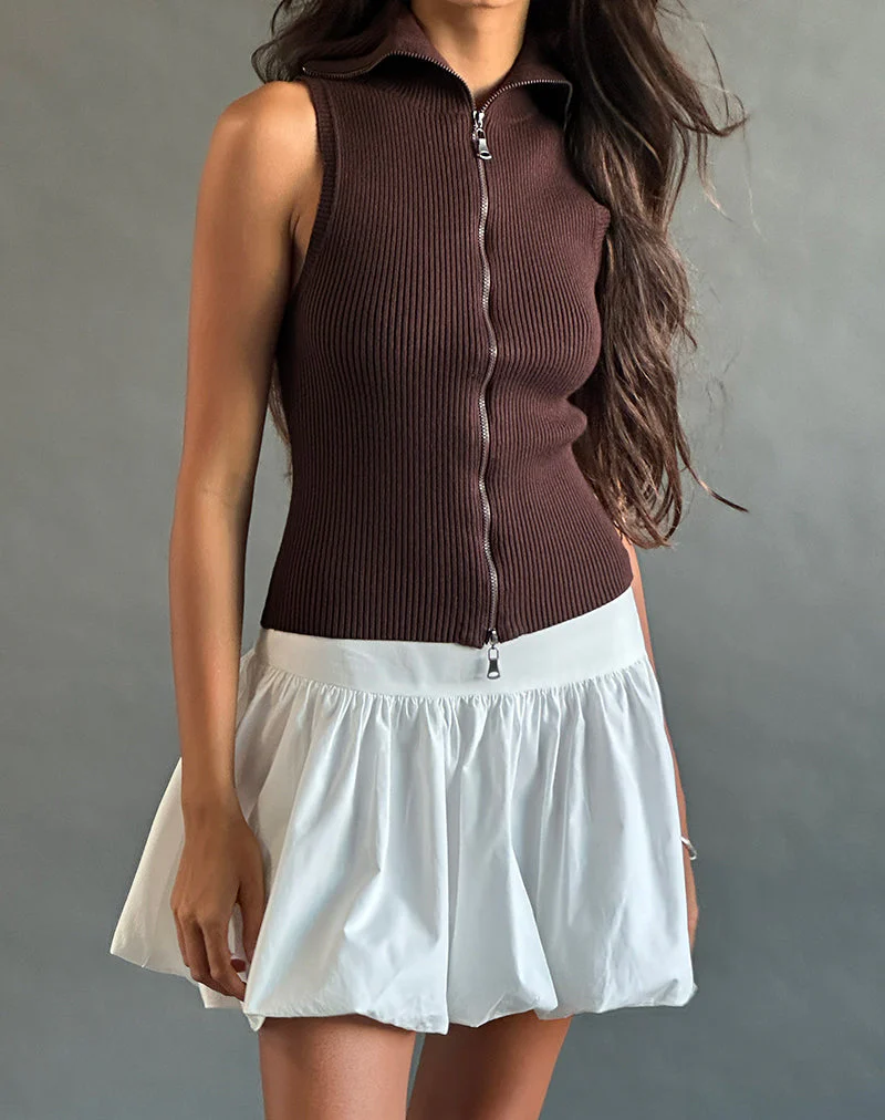 Kiyowo Puffball Mini Skirt in Poplin Ivory - Awmao