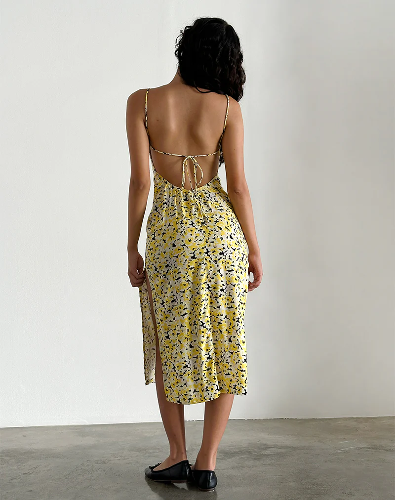 Nosita Midi Dress in Sunflower Pop Yellow - Awmao