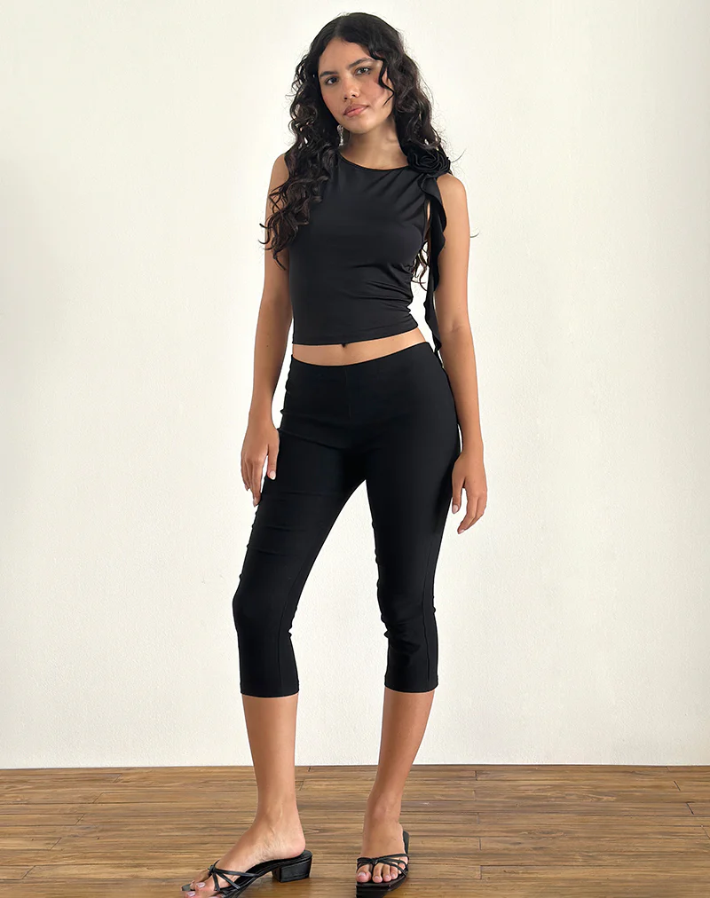 Morena Rosette Top in Black - Awmao