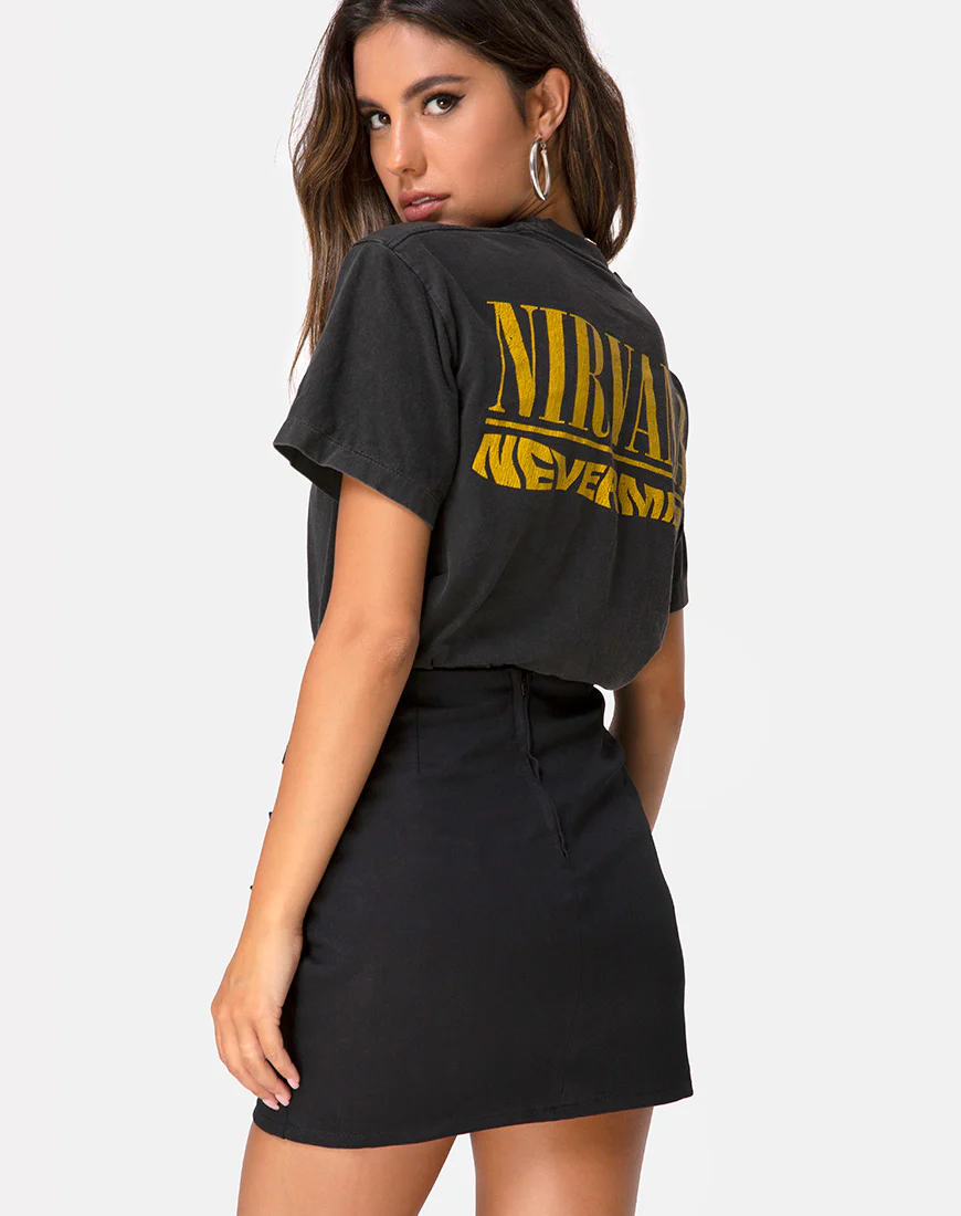Tribel Mini Skirt in Black - Awmao